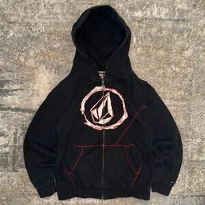 Volcom Y2K Logo Black/Red Zip Up Size Womens Medium